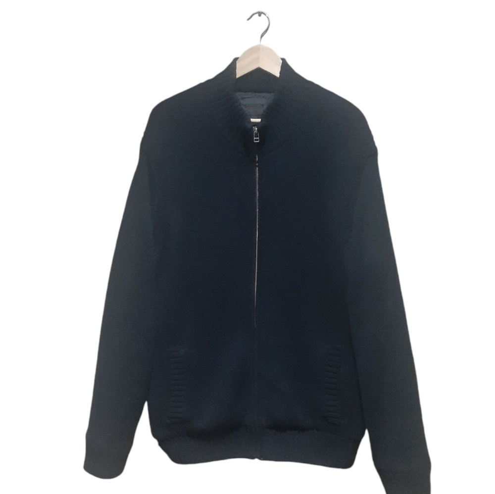 Emanuel Ungaro Paris Men's Sherpa Lined Knit Sweater Jacket Black Size XXL